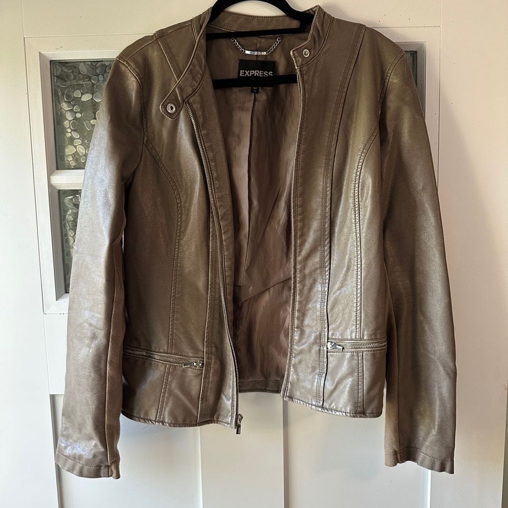 Express Tan Leather Motorcycle Jacket
